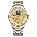 Swiss Tevise T820A explosion type waterproof hollow mechanical watch moon phase tourbillon casual men's watch